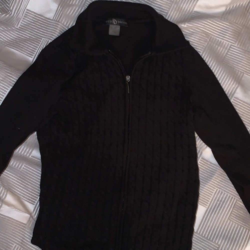 black fred david zip up sweater